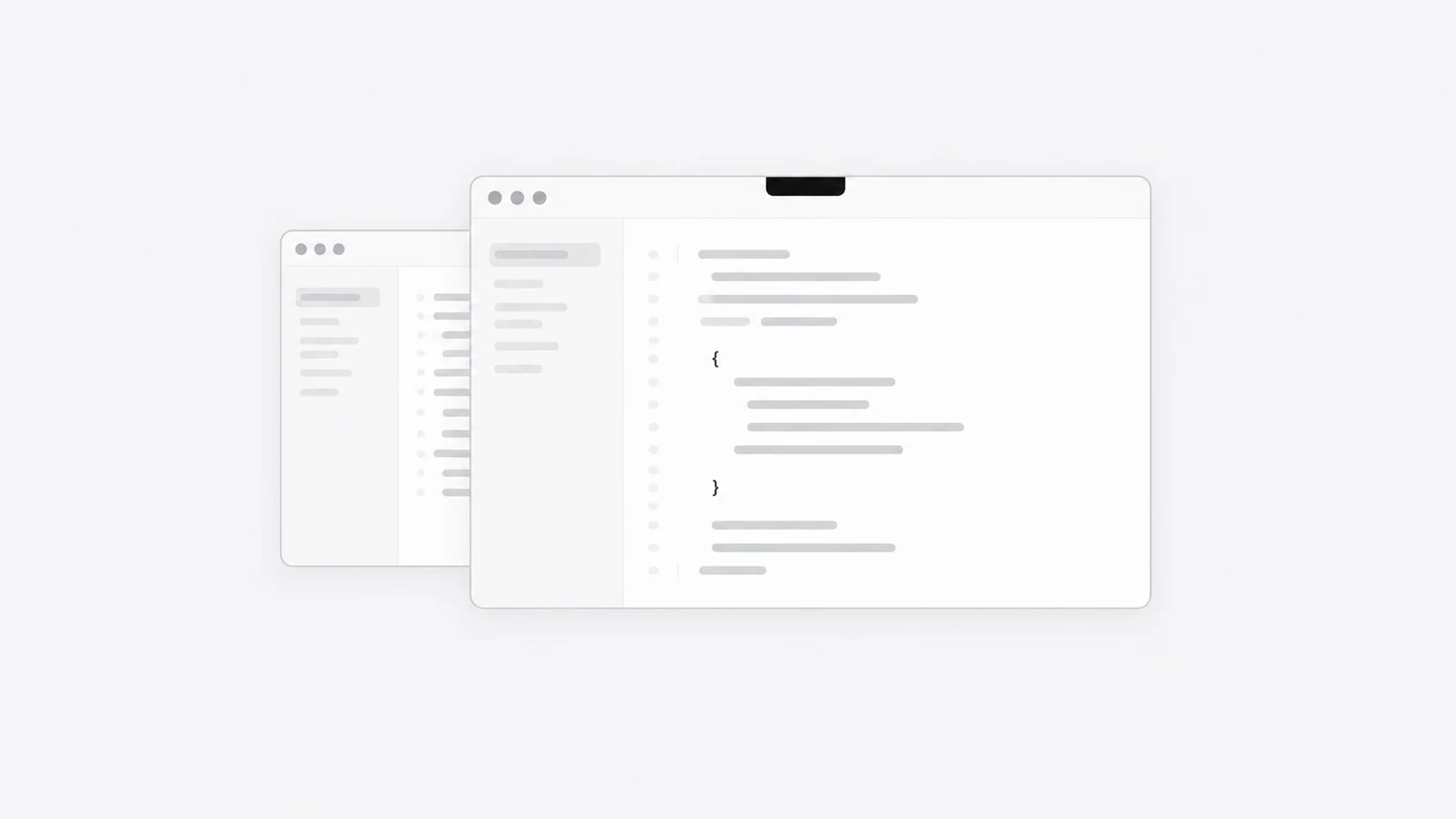 Two simple editor windows on a light background.