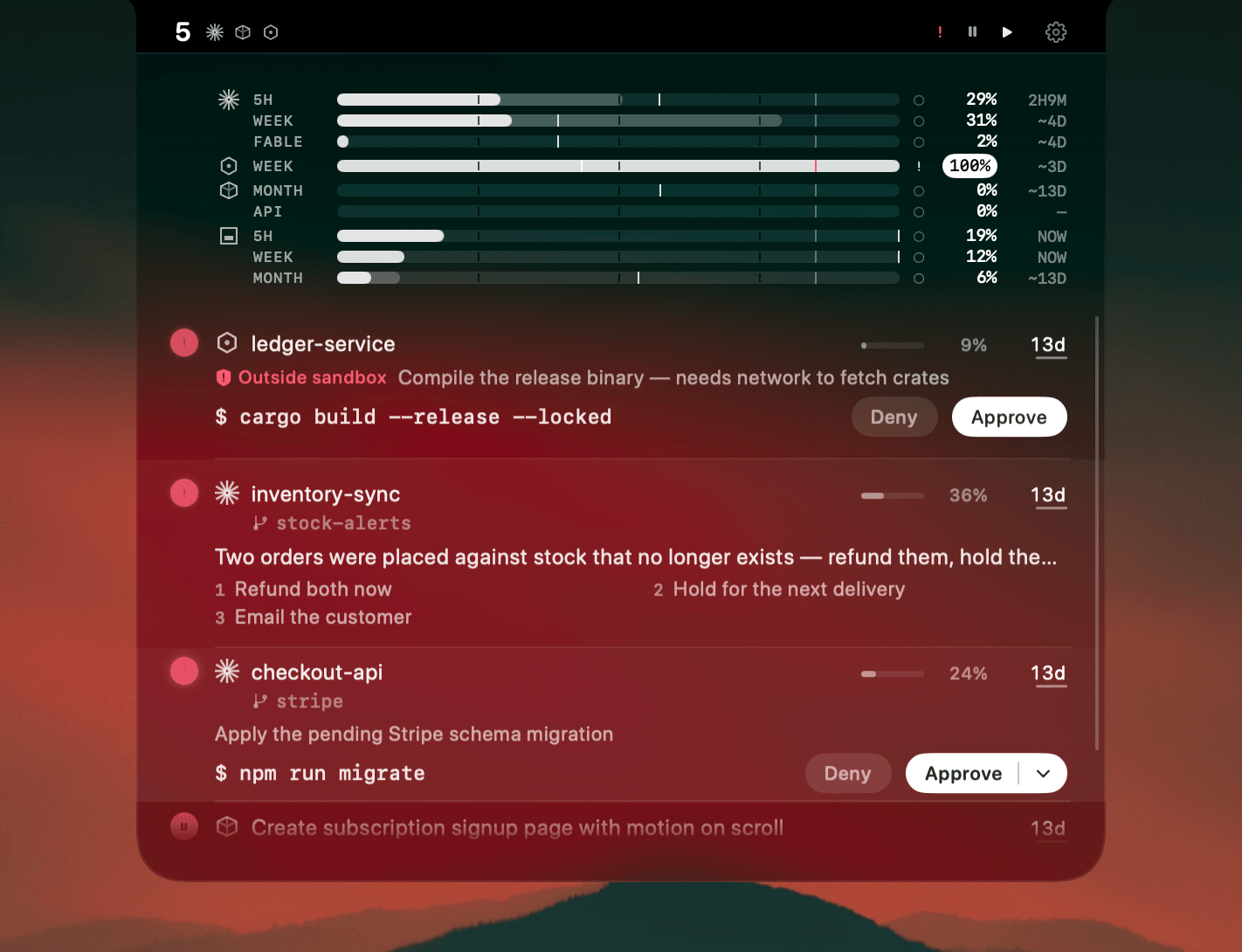 AgentNotch showing Claude Code, Cursor and Codex sessions side by side with live status and plan usage — AgentNotch + Google Antigravity