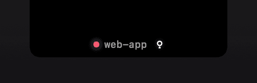 The notch peek showing an agent name with a red dot — needs you
