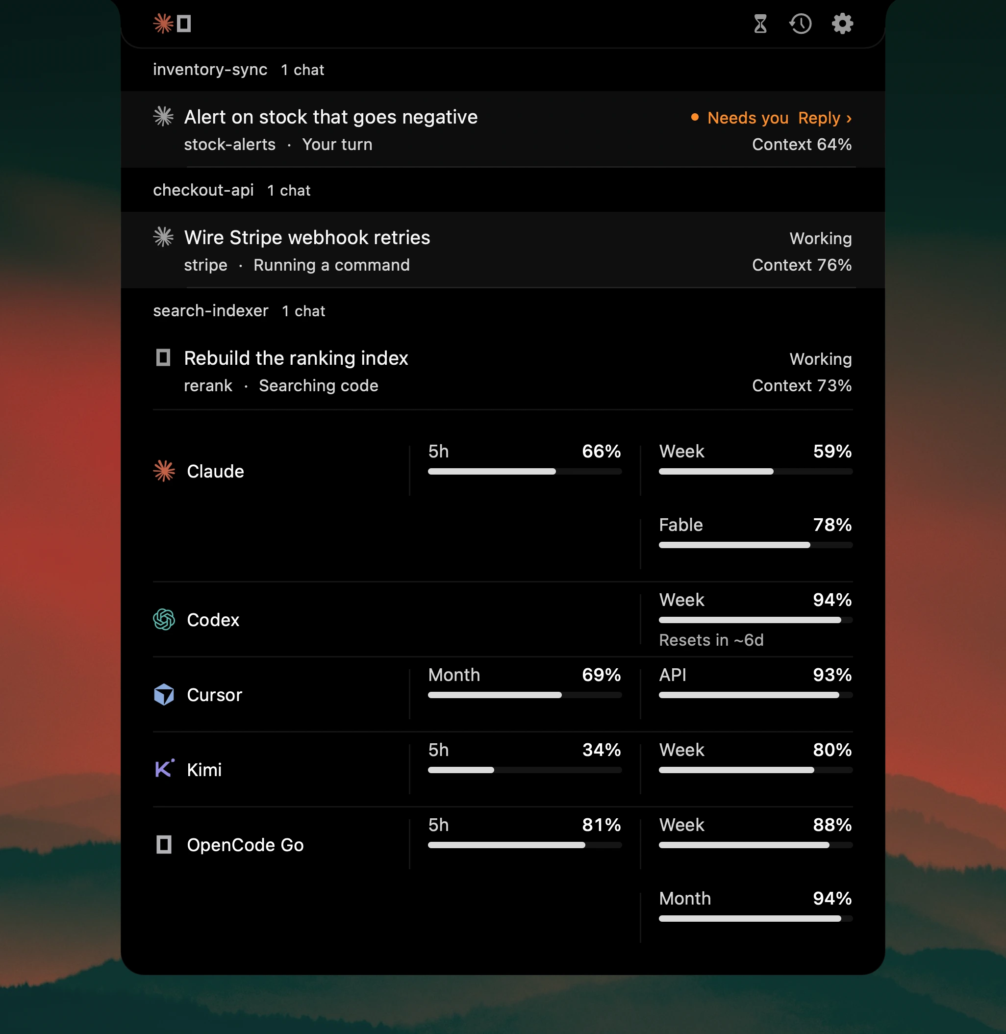 Agent awaiting input with a Reply action beside its task